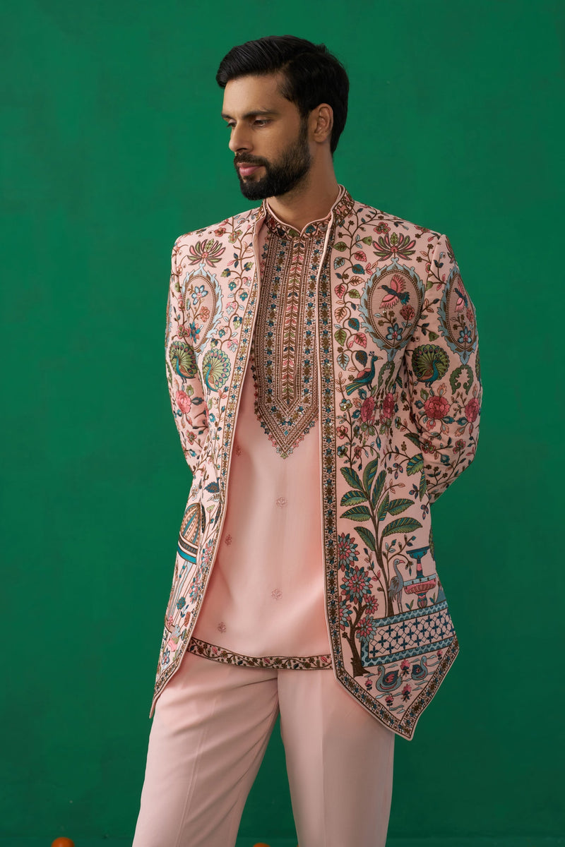 FOUNTAIN PINK JODHPURI SET