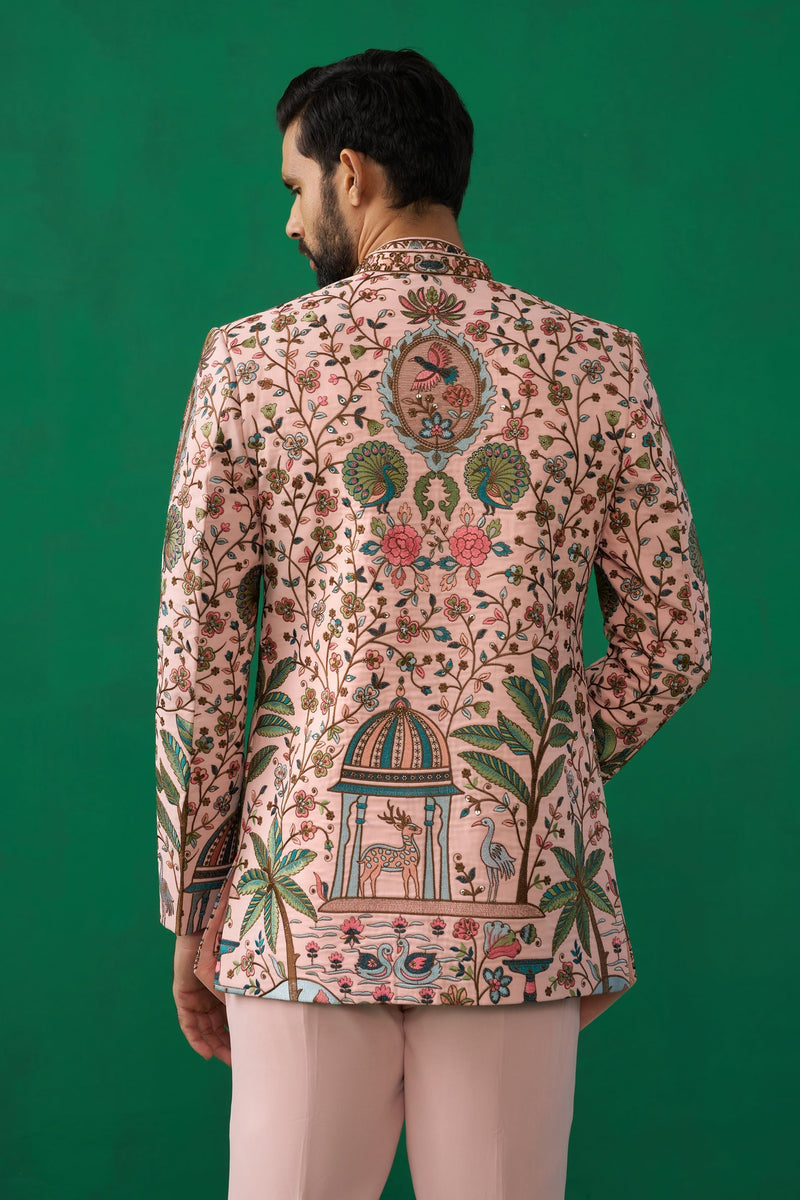 FOUNTAIN PINK JODHPURI SET