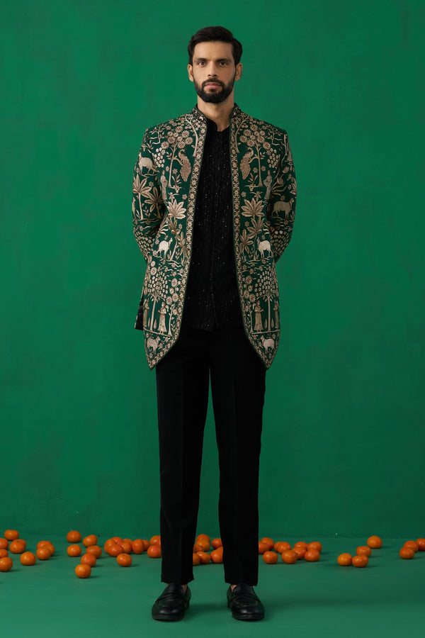 PICHWAI GREEN JODHPURI SET