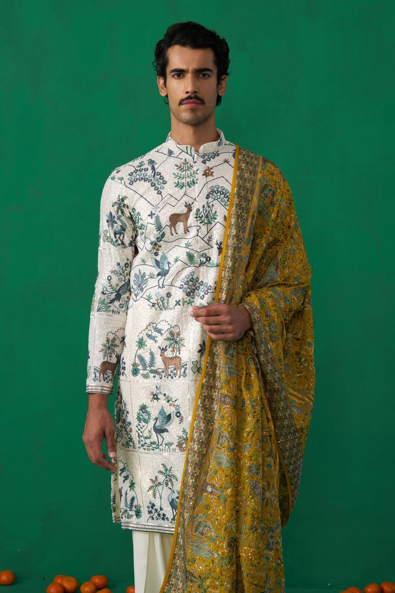 SWAN IVORY KURTA SET