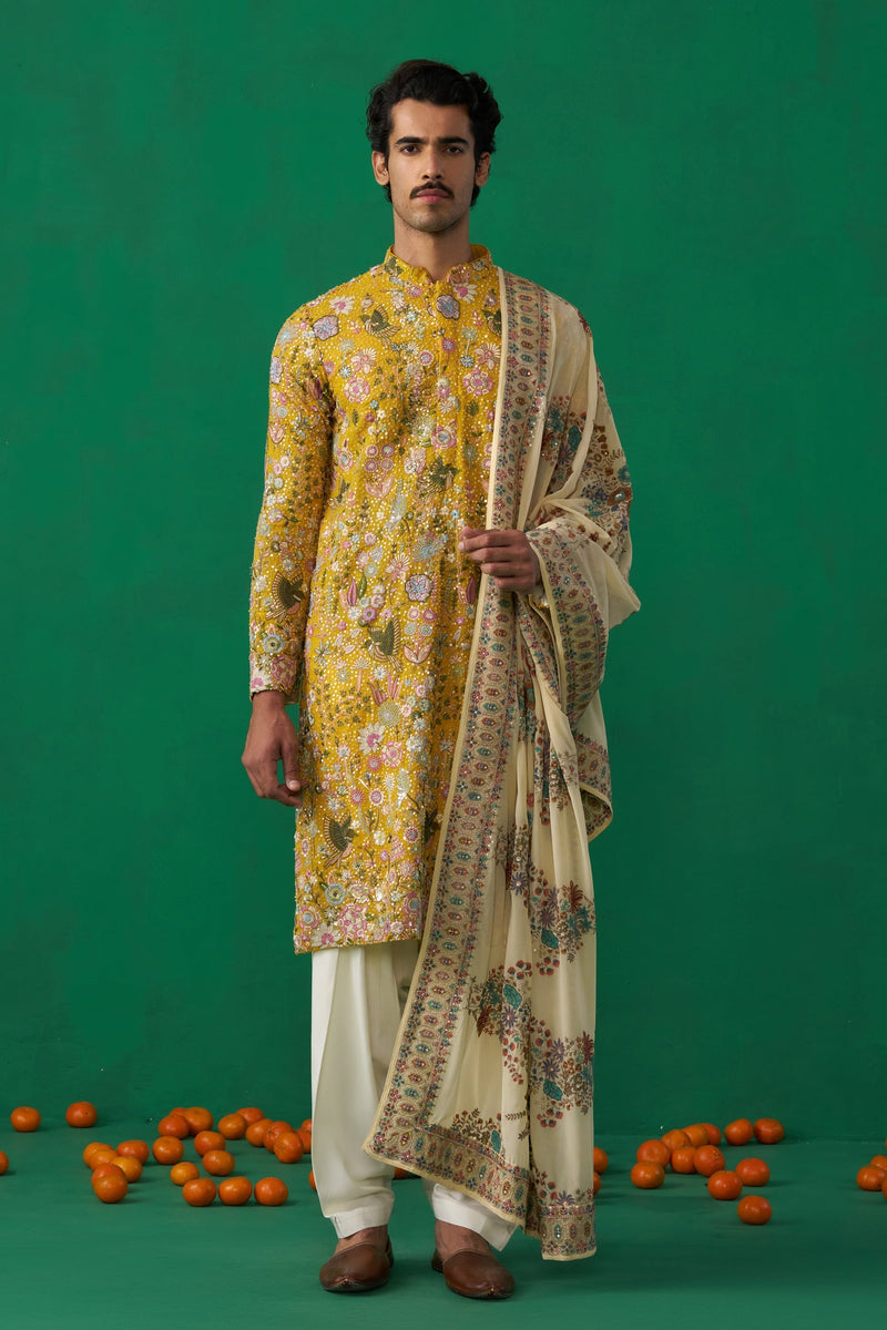 TANMAY BHATT IN PHOOLPANKH HALDI KURTA SET