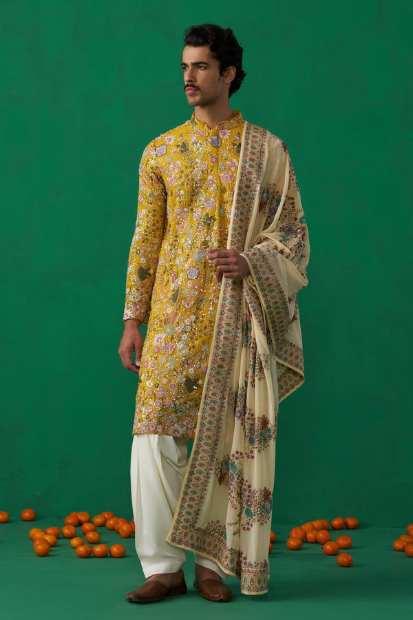 TANMAY BHATT IN PHOOLPANKH HALDI KURTA SET