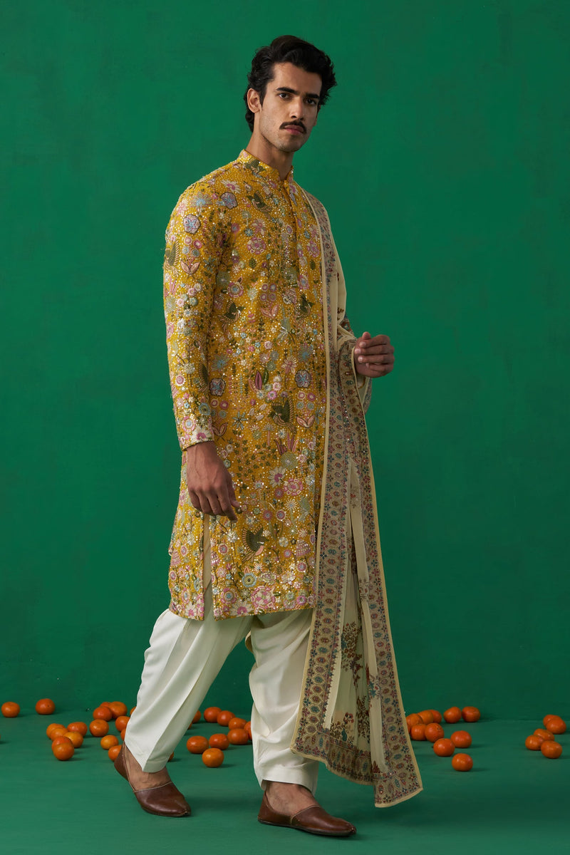 TANMAY BHATT IN PHOOLPANKH HALDI KURTA SET