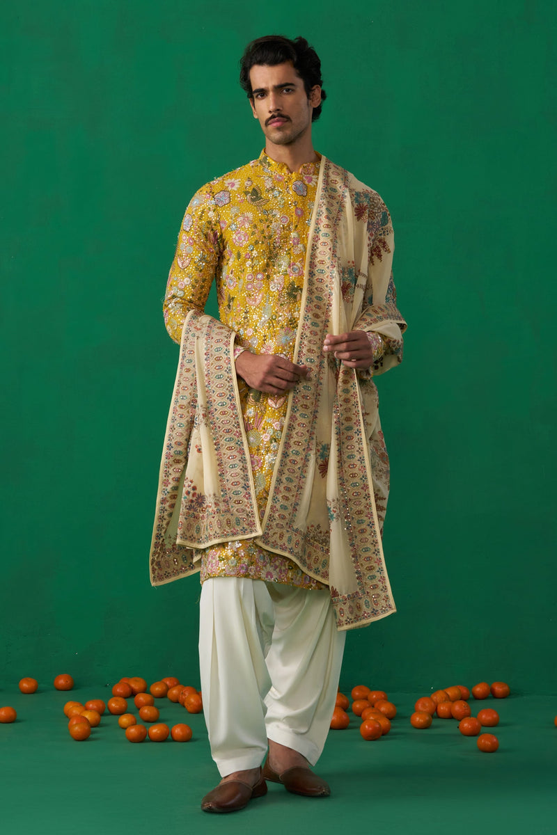 TANMAY BHATT IN PHOOLPANKH HALDI KURTA SET