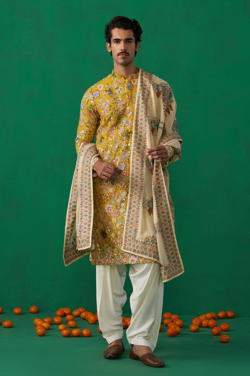 TANMAY BHATT IN PHOOLPANKH HALDI KURTA SET