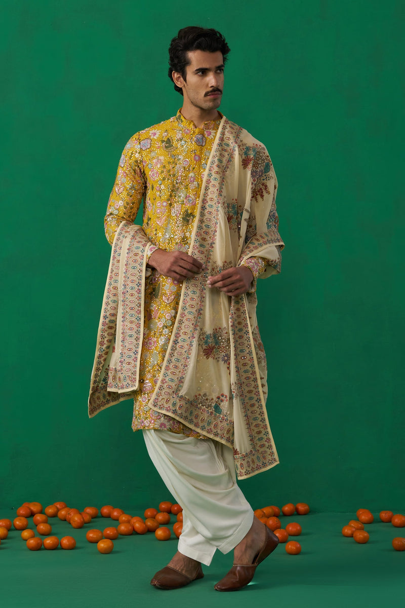 TANMAY BHATT IN PHOOLPANKH HALDI KURTA SET
