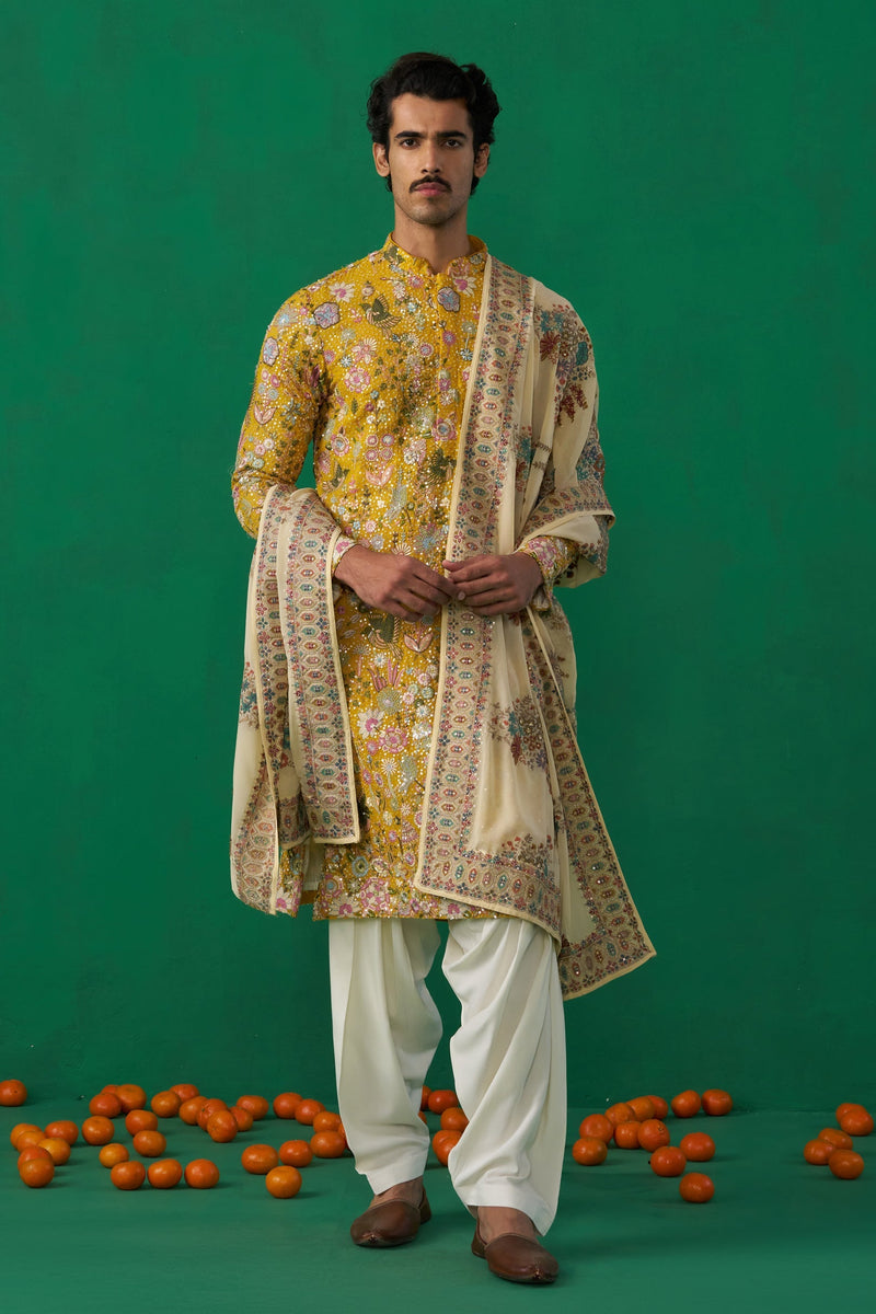 TANMAY BHATT IN PHOOLPANKH HALDI KURTA SET