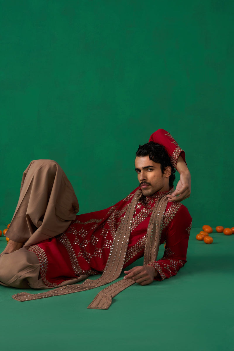 DARPAN RED KURTA SET