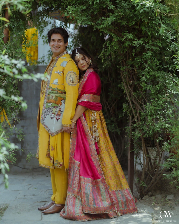Adarsh Suyal in Musafir Haldi Kurta Jacket Set