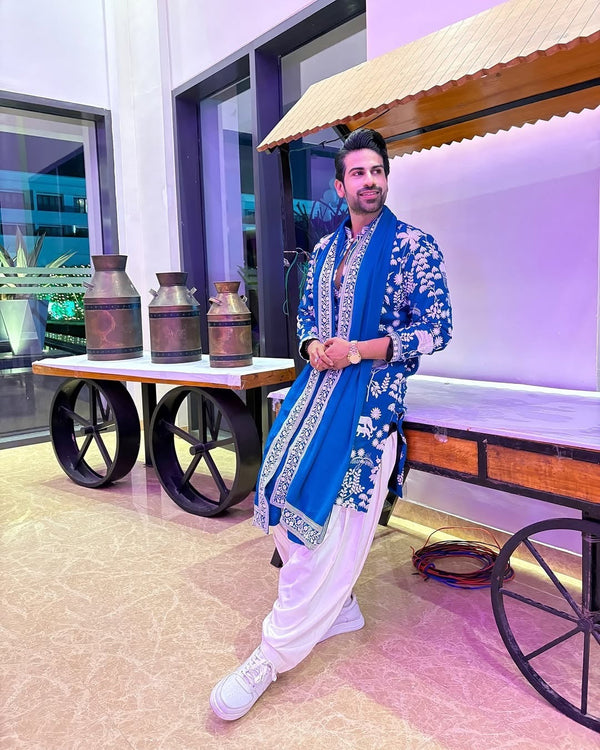 Aayushman Aman Maheshwari in Samar Teal Blue Kurta Set