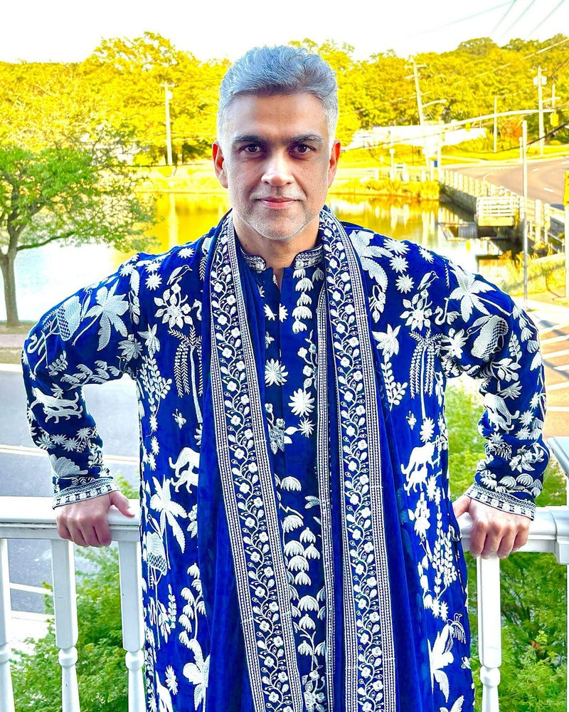 Siddharth P Malhotra in Aruna Navy Kurta set with patiyala and dupatta