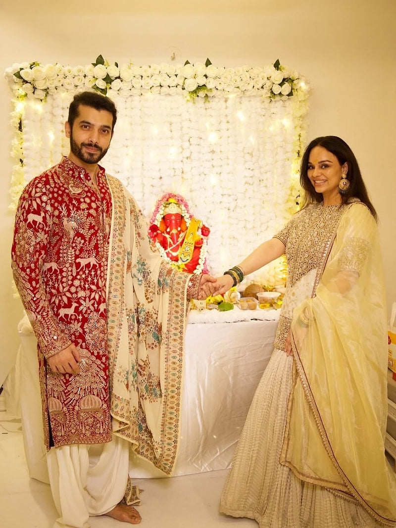 Sharad Malhotra in Nazm Maroon Kurta Set