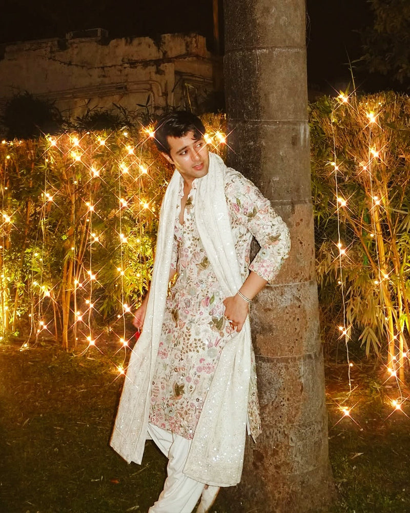 Rishabh Chawla in PhoolPankh Ivory Kurta Set