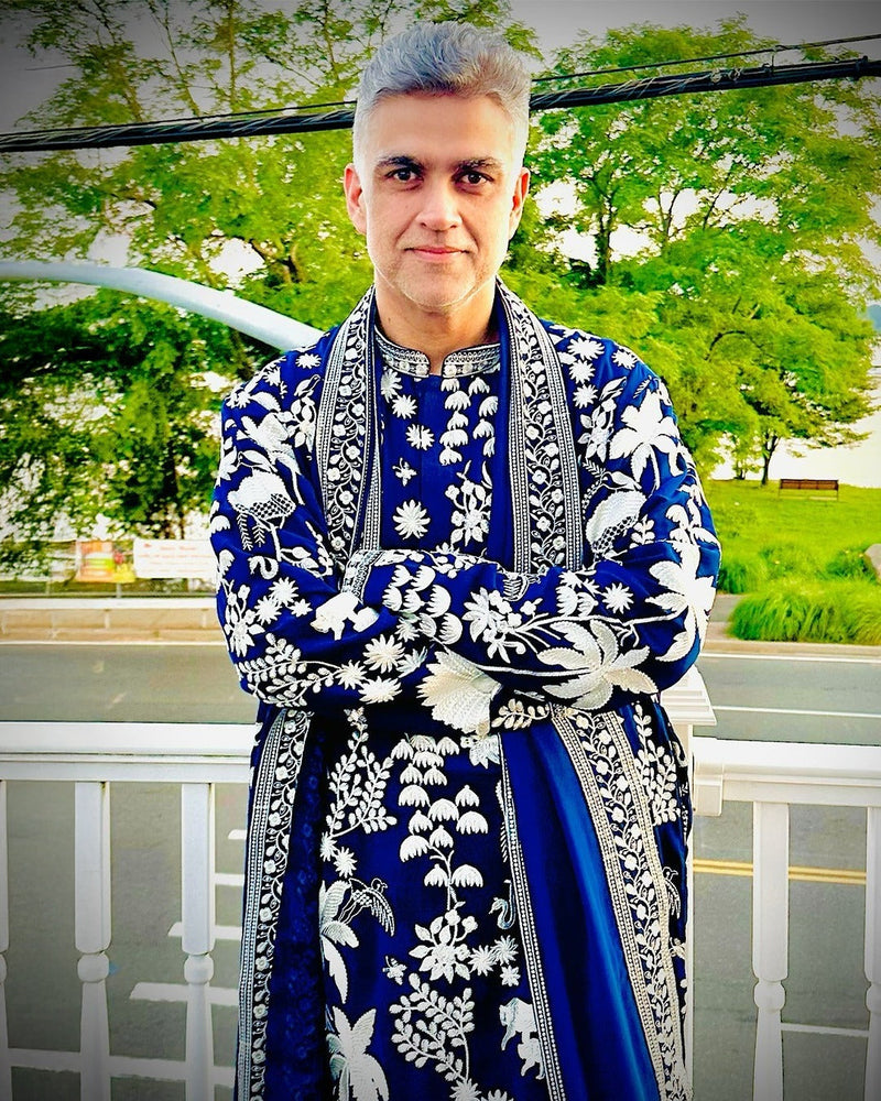 Siddharth P Malhotra in Aruna Navy Kurta set with patiyala and dupatta