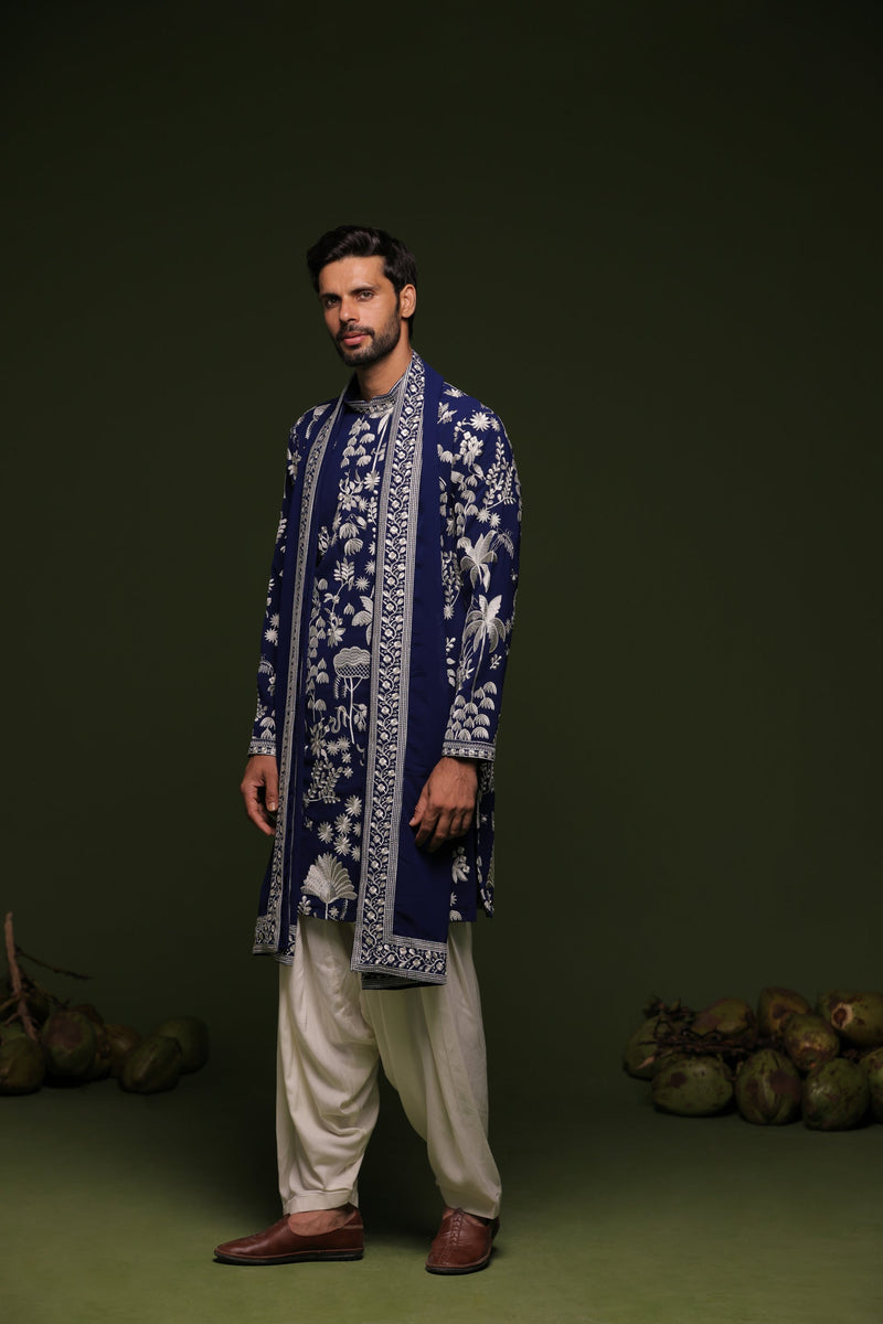 Siddharth P Malhotra in Aruna Navy Kurta set with patiyala and dupatta