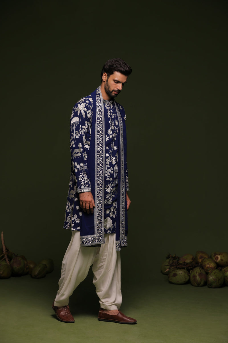 Siddharth P Malhotra in Aruna Navy Kurta set with patiyala and dupatta