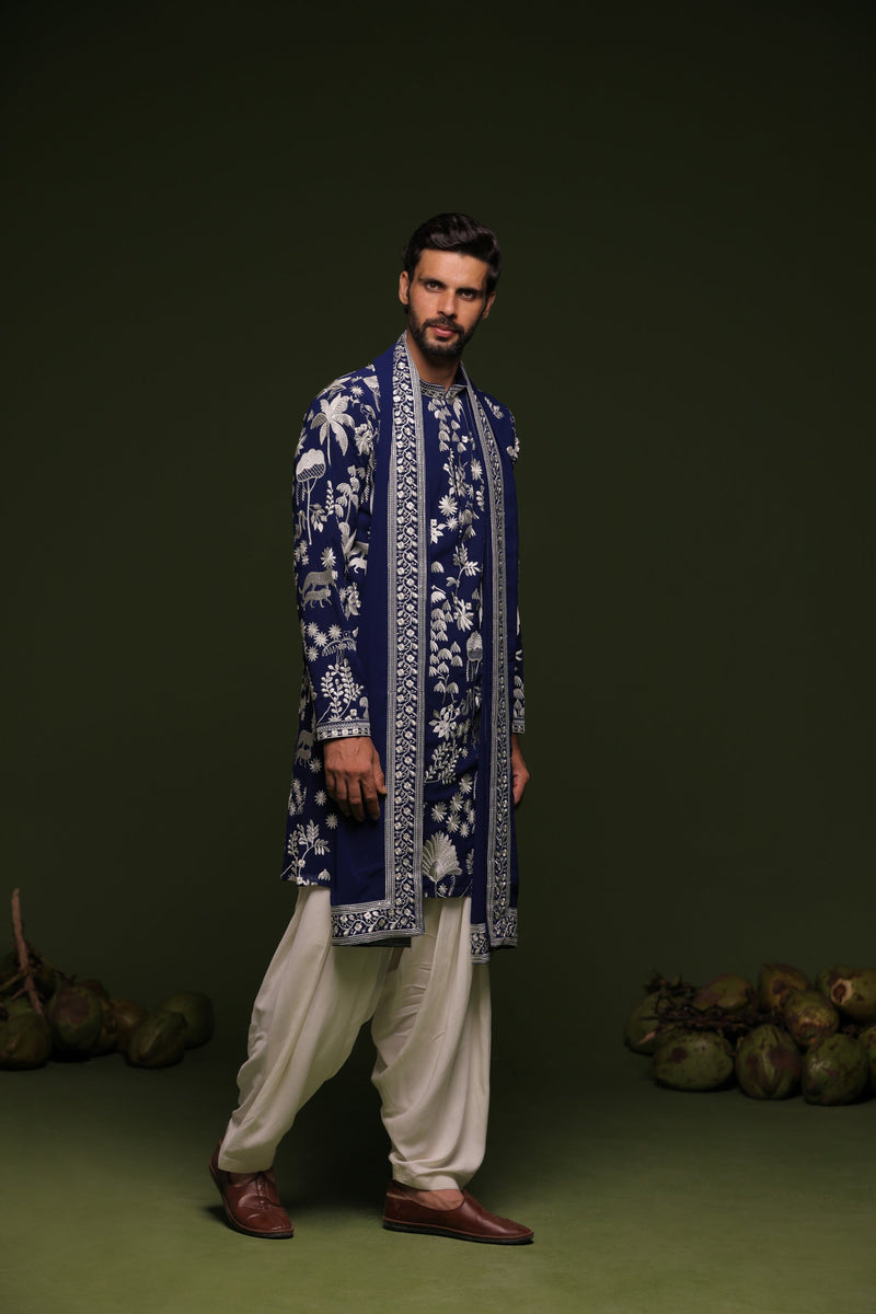 Siddharth P Malhotra in Aruna Navy Kurta set with patiyala and dupatta