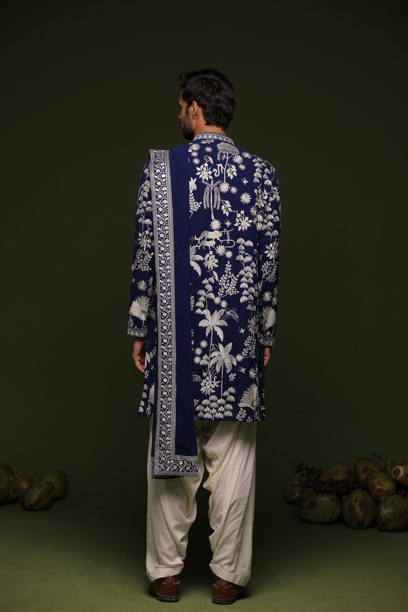 Siddharth P Malhotra in Aruna Navy Kurta set with patiyala and dupatta
