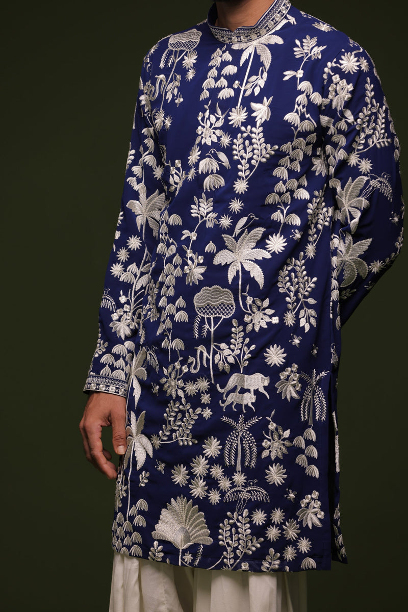 Siddharth P Malhotra in Aruna Navy Kurta set with patiyala and dupatta