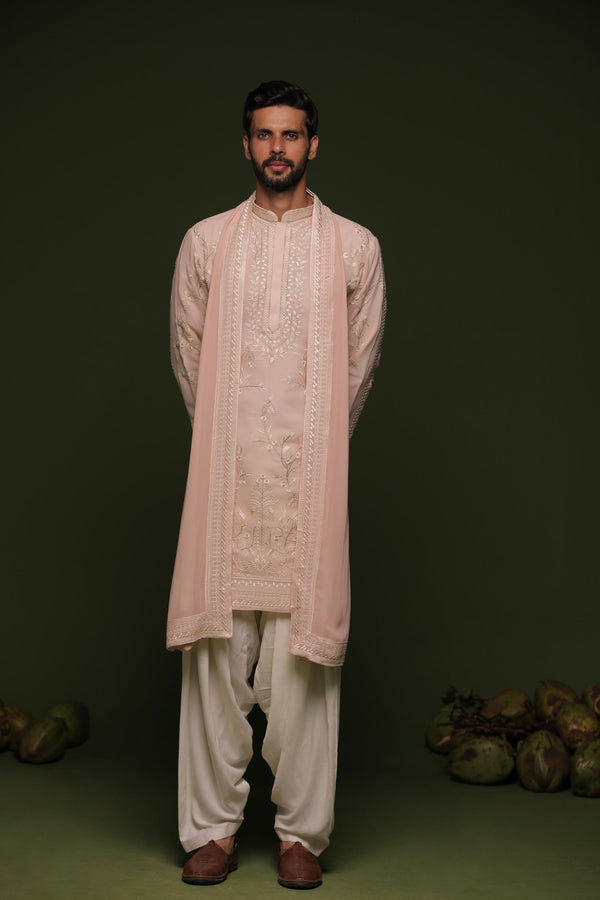 Daksha White Kurta set with patiyala and dupatta