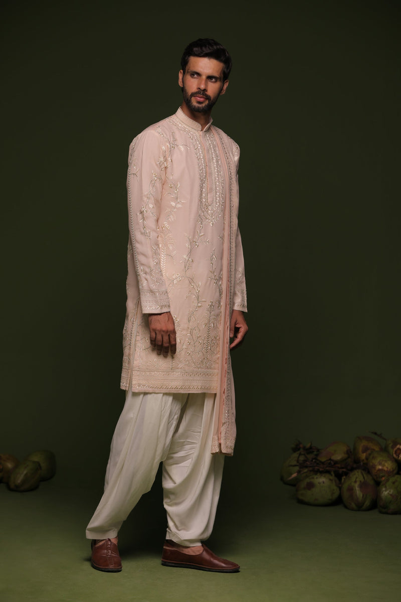 Daksha White Kurta set with patiyala and dupatta
