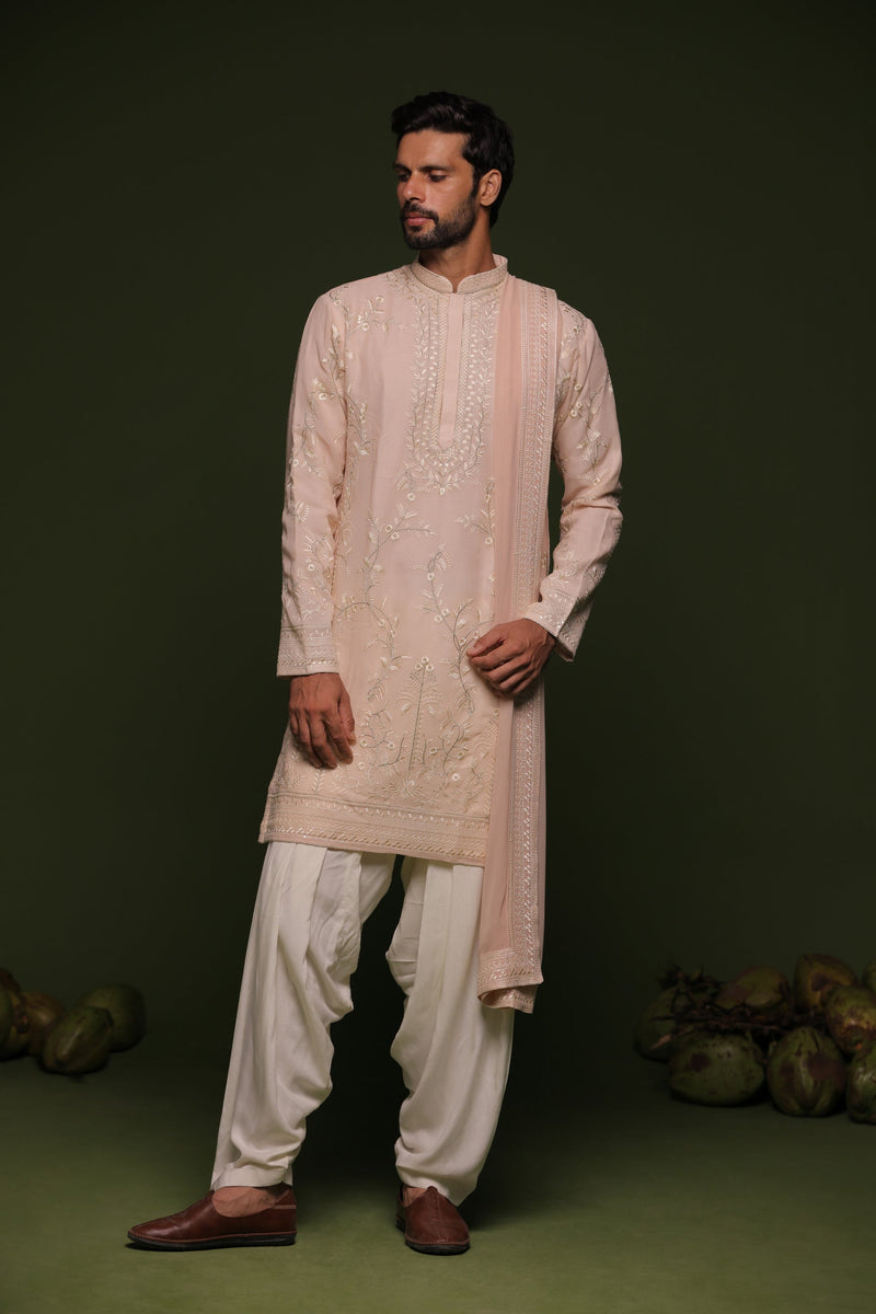 Daksha White Kurta set with patiyala and dupatta