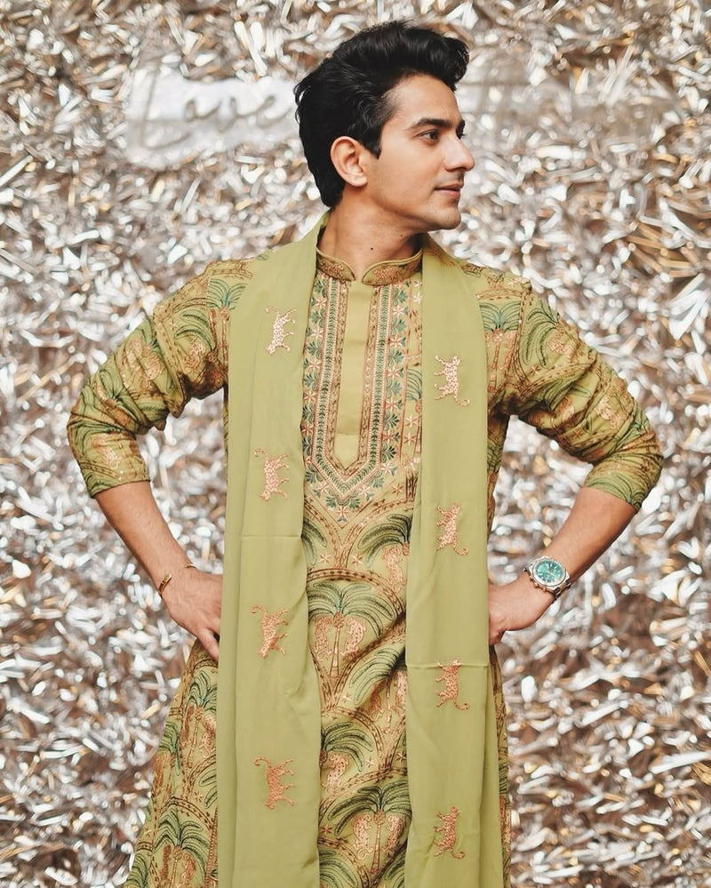 ROHIT CHANDEL IN Anvay Mehandi Kurta Set